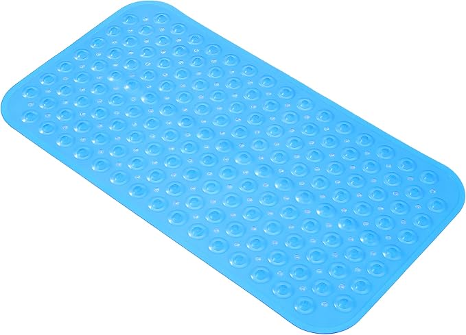 Anti-Slip Bathtub Shower mat, 28×15（ 70×37cm） inch Soft Oversized Machine Washable Non-Slip Bathtub mat with Drainage Holes, Bathroom Floor Suction Cup.（1-Sky Blue）