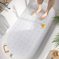 HITSLAM Non Slip Bathtub Mat, 27x15 Inch Bath Mat for Tub with Suction Cups and Drainage Holes, Machine Washable Oval Shower Mat for Kids, Seniors and Daily Use, Phthalate Free PVC, White