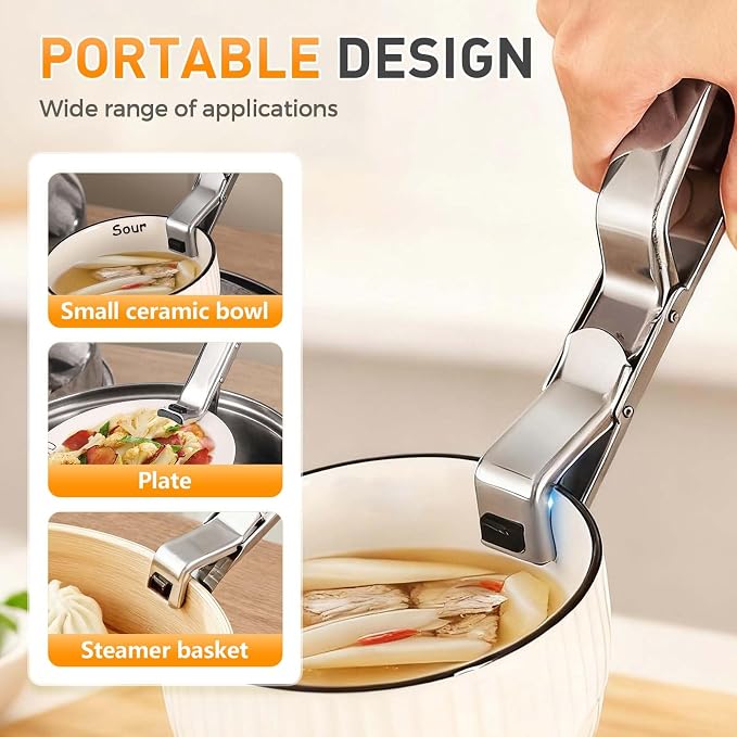 Multi-Purpose Anti-Scald Bowl Holder Clip for Kitchen, 2026 New Silicone Non-Slip Heat Insulation Anti-scald Clip, Multi-Function Anti-Scald Bowl Clip Hot Bowl Dish Plate Gripper Clips (Sliver, 2PCS)