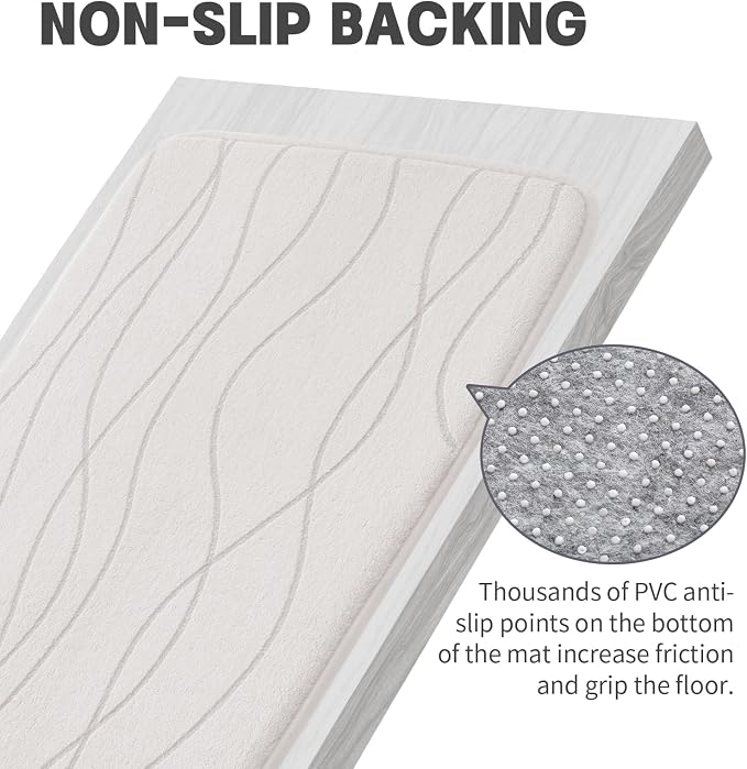 YIHOUSE Memory Foam Bathroom Rug Sets, White, 2 Piece (17"x24"+20"x32") | Ultra Soft, Absorbent, Non-Slip, Machine Washable