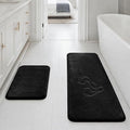 HUXMEYSON Bathroom Rugs Sets 2 Piece, Non-Slip & Quick Dry Bath Mat Set, Ultra Soft Velvet Bath Rugs for Bathroom, Toilet and Shower Floor, Black