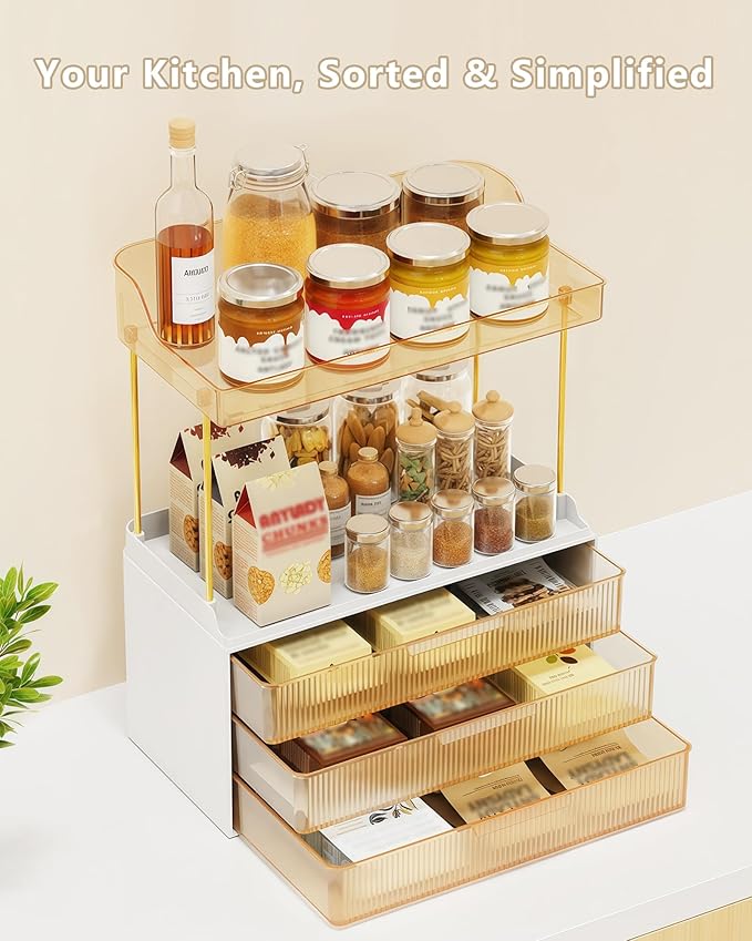 Anylady Bathroom Organizers and Storage, Makeup Organizer (Sturdy Durable Attractive), Ideal for Vanity, Countertop, Counter, Perfume, Skincare, Cabinet, Cosmetic, Dresser Organizer (Gold)