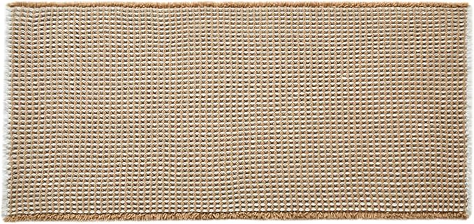 TYUU Waffle Bath Mat, Boho Bathroom Rugs Non Slip Washable Super Absorbent Quick Dry Bath Mat Farmhouse Bathroom Decor, 48"x24" Khaki and White