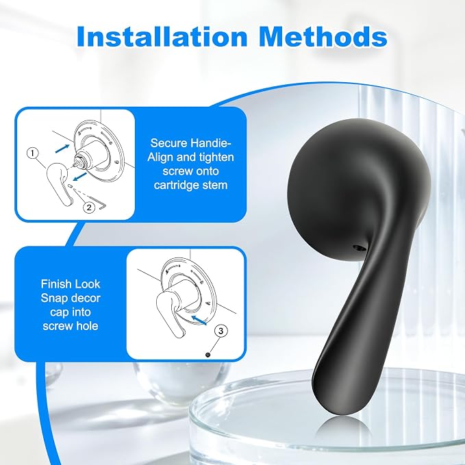 RP48717 Shower Handle Replacement, Compatible with Delta 13/14 Series Tub Shower Faucet, Single Handle Tub and Shower Faucet Handle (Matte Black)