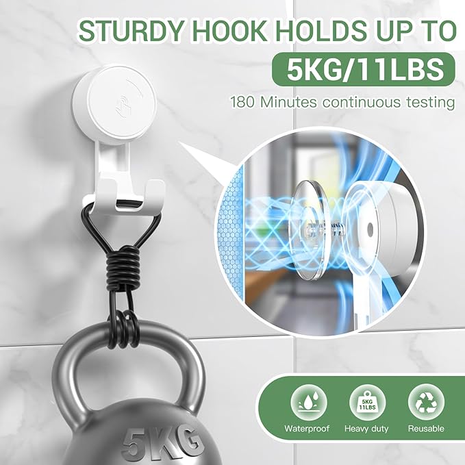 LUXEAR Suction Hooks Powerful Vacuum Suction Cup Hooks-4PACK Razor White