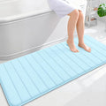 OLANLY Memory Foam Long Bathroom Rugs Runner 59x24, Super Soft Absorbent Bath Mat, Quick Dry, Machine Washable Shower Floor Rugs, Bathmat Carpet, Bathroom Home Decor Accessories, Sky Blue