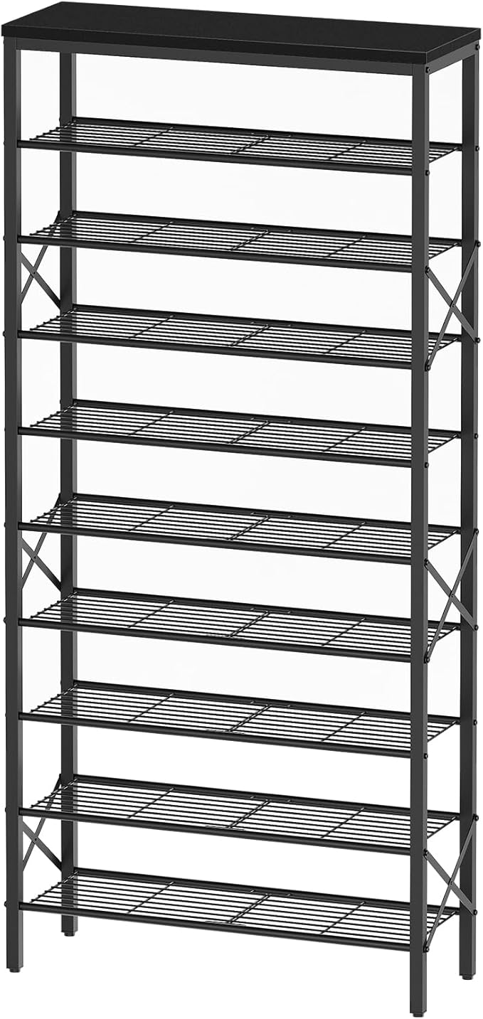 YATINEY 10 Tier Shoe Rack, Large Capacity Shoe Storage Organizer Holds 40 Pairs, Sturdy and Stable, for Entryway, Hallway, Closet, Dorm Room, Black SS10BB