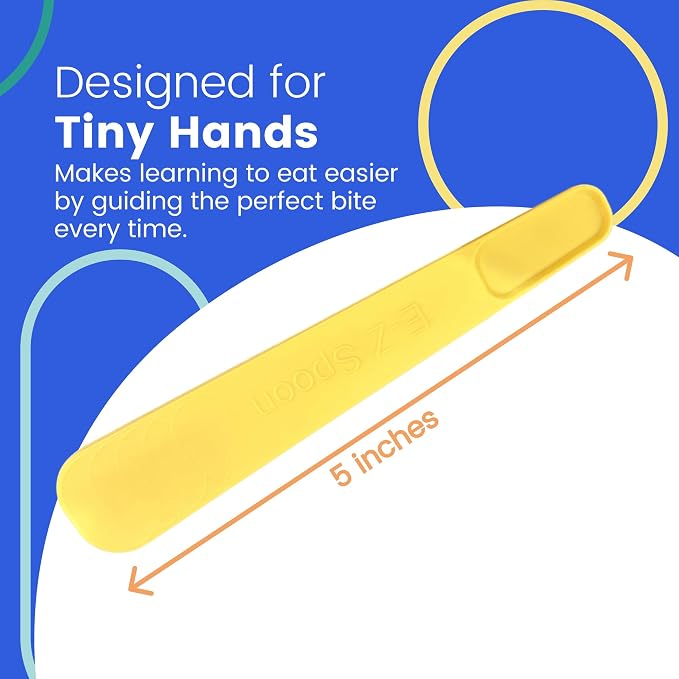 E-Z Spoon Soft – Oral Motor Spoon for Toddlers & Special Needs, Soft-Flex Tool for Sensitive Use, Anti-Gag, Shallow Bowl, Textured Grip for Control, Yellow