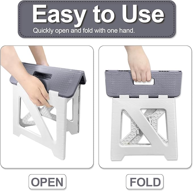 Shower Stool for Shaving Legs, 1 Pack Foot Rest Folding Stool Step to Shave Legs Shaving for Inside Shower Foldable Small Waterproof Plastic Corner Gray White
