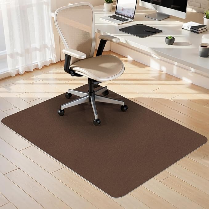Sycoodeal Office Chair Mat for Hardwood Floor,Slip Resistant Floor Mat for Office Computer Gaming Chair,Heavy Duty Floor Protector for Rolling Chairs,Easy to Clean,Coffee(40"x48")