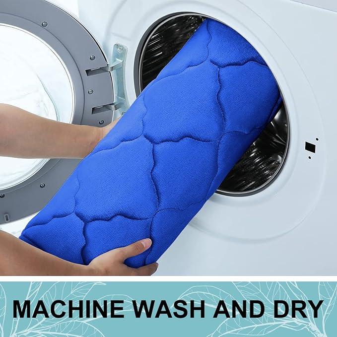OLANLY Memory Foam Bath Mat Rug 59x20, Ultra Soft and Absorbent Bathroom Rugs, Non-Slip, Comfortable, Machine Washable Bath Carpet for Bathroom Floor, Tub Shower and Home Decor Accessories, Royal Blue