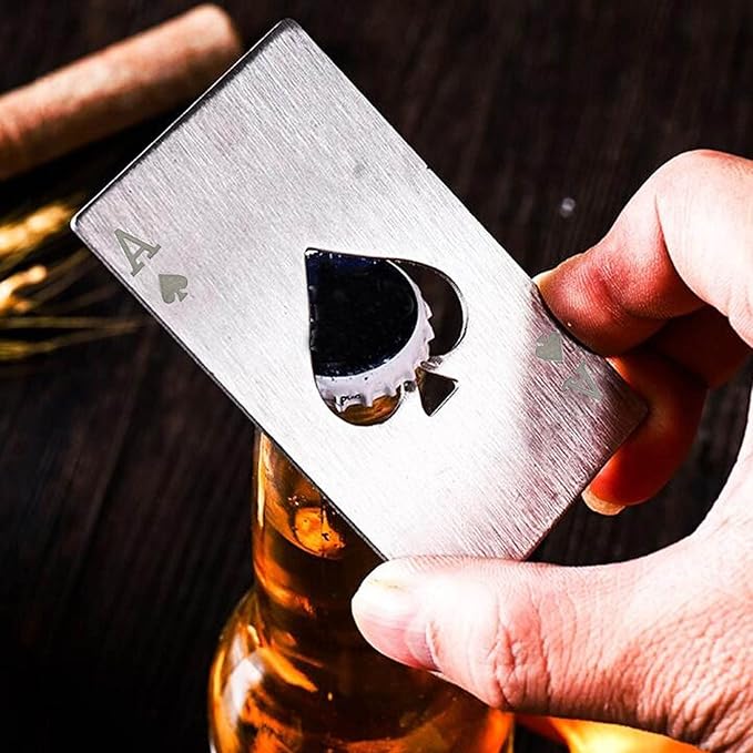 Metal Card Bottle Opener Stainless Steel Silver with Engraved Pattern (Style Q, 1PCS)