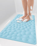 Bligli Non Slip Bathtub Mat, 16x31.5 Inch Standard Non-Slip Bathmats with Strong Suction Cups, Soft Rubber Anti-Slip Bathroom Floor Mat, Machine Washable, Comfort on Feet, 100% BPA Free (Sky Blue)