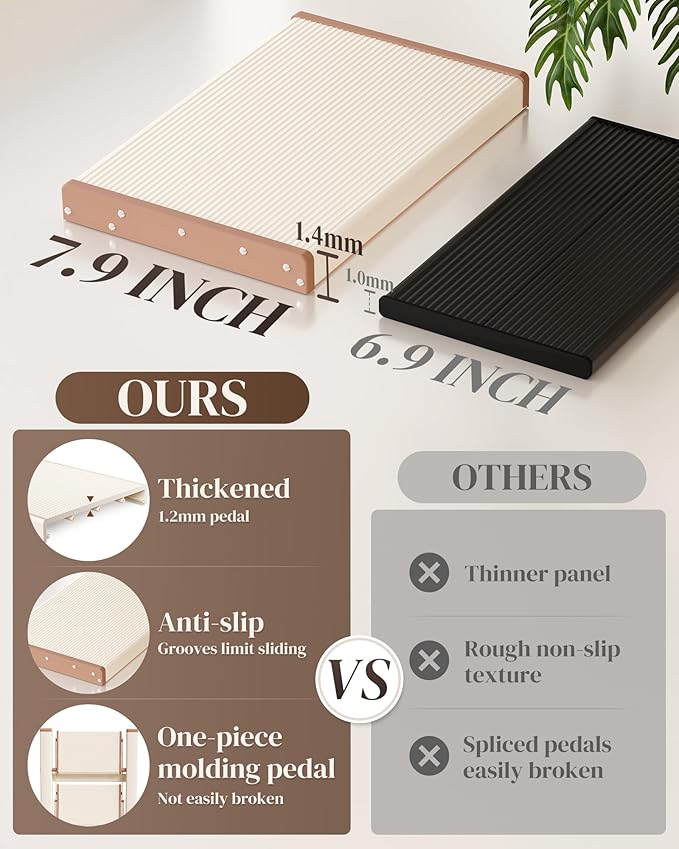 2 Step Ladder, Folding Step Stool with Wider Pedal, Anti-Slip Feet & Non Slip Stripes, Aluminum Sturdy Material, 300Lbs Capacity, Elegant Look of Cream Chocolate Better Matches Your Home