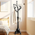 Heavy Duty Coat Rack Freestanding Wood Tree Rack with 8 Hooks, Unique Design Tree Branch-look, Premium Coat Tree Clothes Hanger Stand with Sphere Base for Entryway, Hallway, Bedroom-Load 160lbs Black