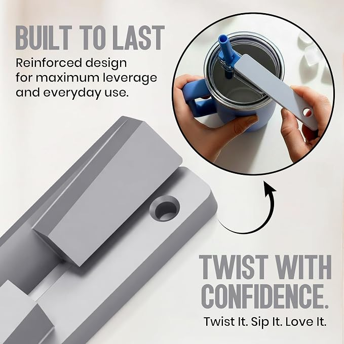 2 Pack - Easy Grip Bottle Cap Opener – Ergonomic Lid Turner for Stanley, Hydrojug, & Owala Tumblers – Easy Grip Assisted Bottle Opener for Weak Hands – 20oz, 32oz, 40oz - Grey