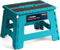 Flottian 9" Folding Step Stool for Adults and Kids Holds Up to 300 lbs,Non-Slip Folding Stools with Portable Handle, Compact Plastic Foldable Step Stool for Bathroom,Bedroom, Kitchen Ocean Blue
