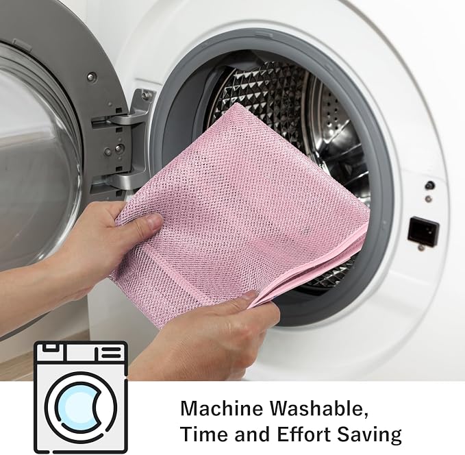 F-color Cruise Essentials 2026 - Mesh Shower Organizer Hanging with 7 Pockets for RV Gym Camping, Quick-Dry Portable Toiletry Bag with Metal Hooks for Bathroom Travel Toiletries, Pink