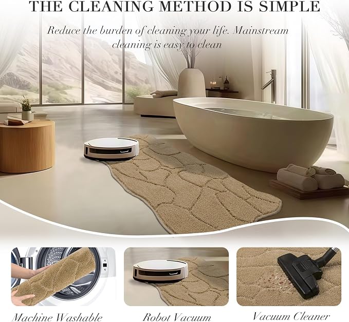 Bathroom Rugs, 32x20 Inches Bath Mats Non Slip, Extra Soft Absorbent Microfiber Shower Bath Rugs Mats Carpet for Bathroom Floor Decor, Machine Washable (Beige)