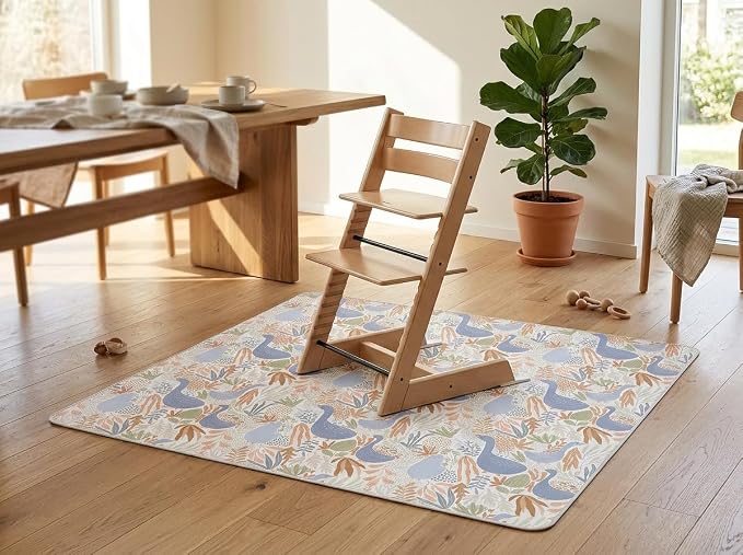 Splat Mat for Under High Chair/Arts/Crafts, Waterproof and Anti-Slip Splash Mat Floor Protector, Washable Highchair Floor Mat, 51 Inch Reusable Messy Mat and Baby Feeding Table Cloth