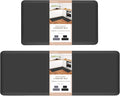 HappyTrends 2 PCS Kitchen Mat Cushioned Anti-Fatigue Floor Mat, Heavy Duty Ergonomic Comfort Foam Standing Mat, Waterproof Non-Slip Kitchen Rugs for Home, Office(17.3"x28"+17.3"x47",Black)