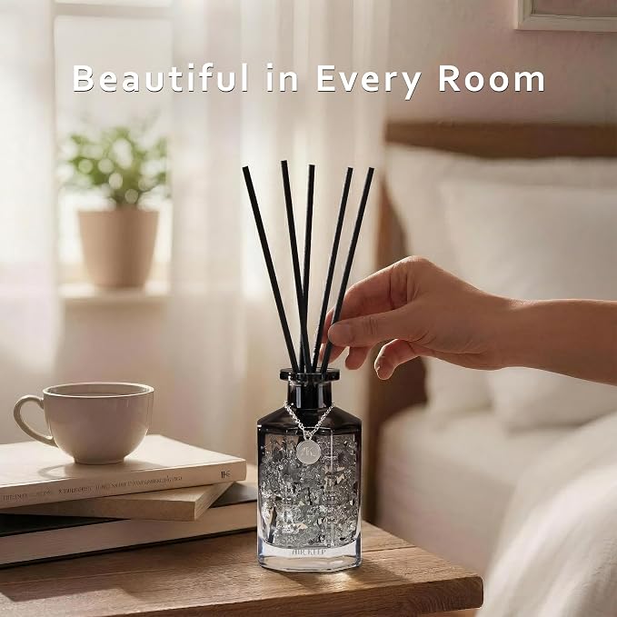 Airkeep Reed Diffuser Set,Clean Linen Luxury Scented Diffuser with Sticks Long Lasting Home Fragrance for Bathroom Shelf Decor 6.09 fl oz (180ml)