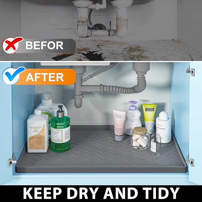 TigeJoy 40" x 19" Under Sink Mats for Kitchen Waterproof, Leak-Proof Silicone Mat Sink Protector and Cabinet Liner, Kitchen Essentials Organizer and Storage, Boot or Shoe Tray, Pet Feeding Mat