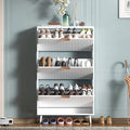 Shoe Cabinet Storage,Modern Freestanding Organizer with 3 Flip Drawers,Narrow Shoe Rack Cabinet for Entryway,White