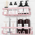 YASONIC Shower Caddy Adhesive, 100% Rustproof Shower Organizer, Large Capacity Shower Shelves for Inside Shower, No Drill Shower Storage for Home (2 Pack Pink)