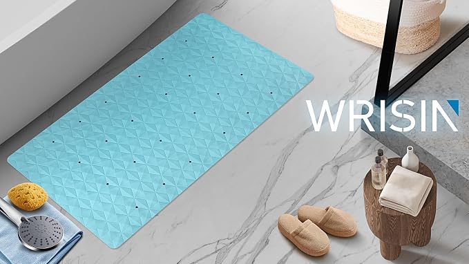 Non Slip Bathtub Mat for Bath Tub Shower - Natural Rubber Mat with 241 Suction Cups - Soft Bathroom Safety Mat - Unique Diamond Pattern - Fatigue Relief - Machine Washable - 16 × 28 Inch