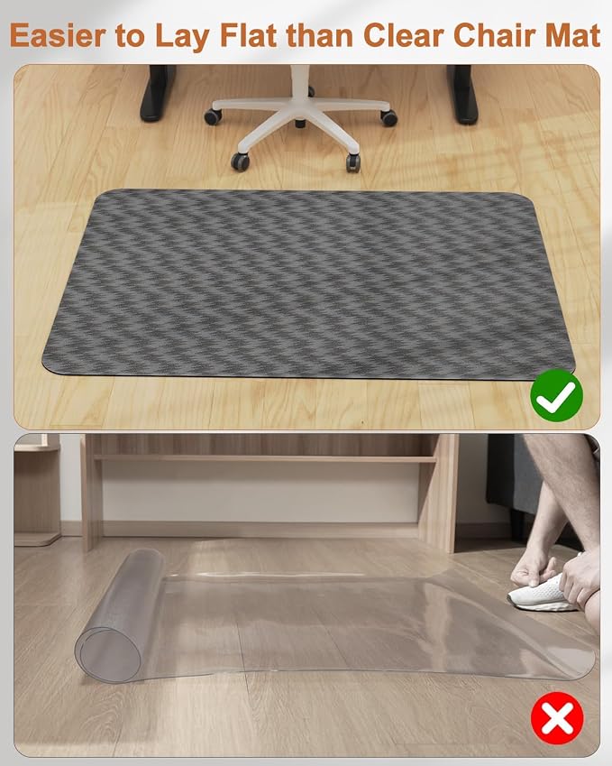 Blvornl Ultra Large Office Chair Mat for Hardwood Floor, Rolling Chair Mat for Hard Wood, Large Anti-Slip Hard Floor Protector, Heavy Duty Computer Desk Rug for Office and Home 50"*63" Deep Grey