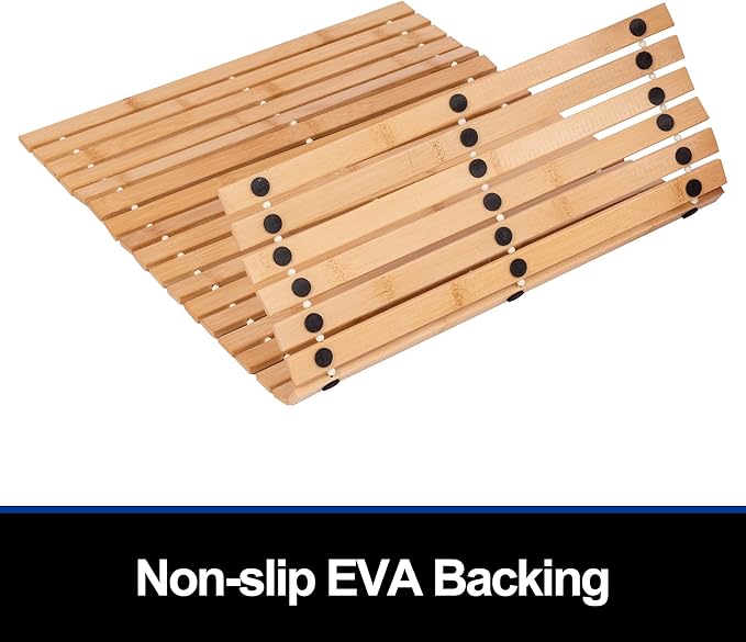 Bath Mat Bathroom Rugs Floor Wood Shower Bathtub Waterproof Non Slip Natural Accessories 16x24 Inch Easy to Clean, 2 pcs