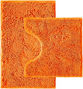 Bathroom Rugs Sets 2 Piece,Super Absorbent Chenille Bath Mats and U-Shaped Toilet Rug,Strong PVC Non Slip Backing,Microfiber Washable Dry Quickly Bath Mats for Bathroom(20"x32"+20"x20"U, Orange)