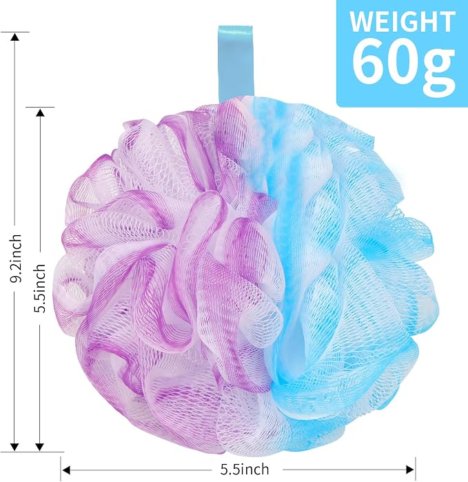 BCKENEY Bath Loofah Shower Sponge Body Back Scrubber Soft Mesh Shower Puffs Exfoliating Loofa for Women & Men Bath Accessories Cleaning Tool (4Pack 60G Loofah Sponge, Forest Fairy)