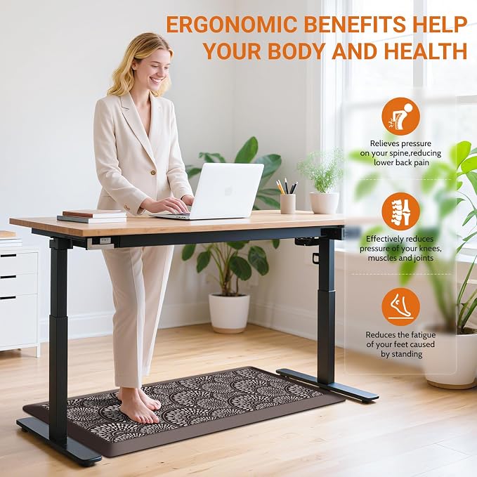 Mattitude 4/5 Inch Kitchen Mat, 17.3x39in Heavy Duty Ergonomic Comfort Foam Standing Desk Mat, Waterproof Non-Slip Standing Mats and Rugs for Kitchen, Office, Chocolate