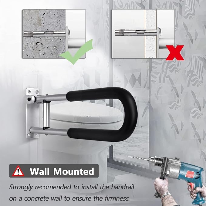 Handicap Grab Bars Rails 30 Inch Toilet Handrails Bathroom Safety Bar Hand Support Rail Handicapped Handrail Accessories for Seniors Elderly (30inch)