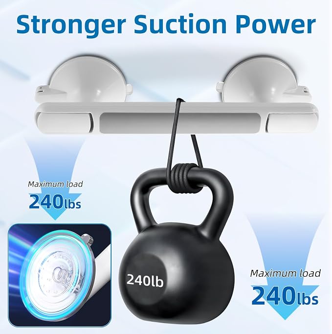 Grab Bar for Bathtubs and Showers, Zynuhmo 12 Inch Suction Cup Safety Grab Bar with 1PCS Bath Ball No Drilling Suction Shower Handrails for Seniors Elderly Kids Bathroom Assist Support(1Pack, Gray)