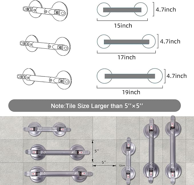 15inch Suction Shower Grab Bar, Portable Shower Handle Bar Suction Grip Bar Bathtub Handle with Strong Suction Cup Fitting and Rapid Release for Bathroom(Max Capacity :300lb