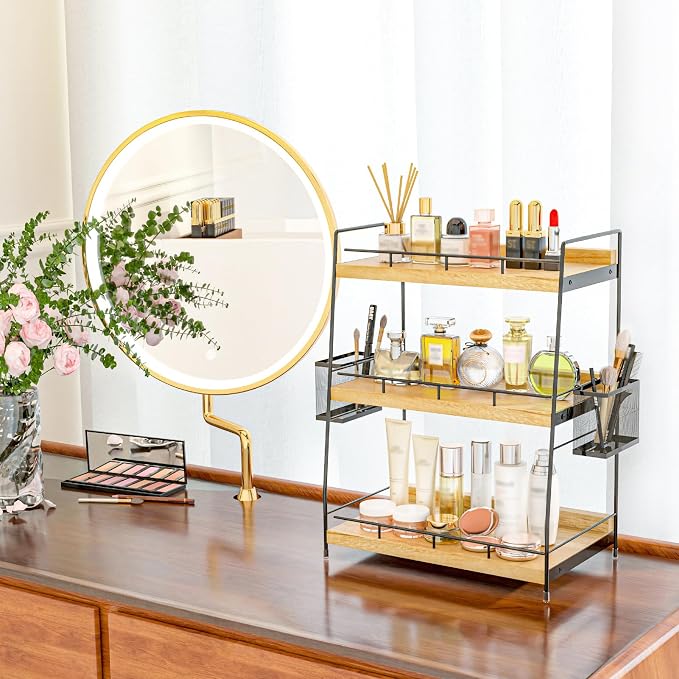 Bathroom Counter Organizer,Bathroom Countertop Organizer with Baskets,Vanity Organizers,Counter Shelf,Countertop Storage, Makeup Organizers