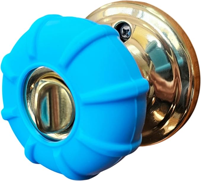 Enjoy Cover | 2 Pack Upgraded Ergonomic Design Door Knob Cover Grips, Non-Slip, Arthritis and Senior Living Aids, Universal Size (Blue)
