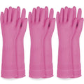 DABOGOSA Mamison 2 Pairs Reusable Waterproof Household Dishwashing Cleaning Rubber Gloves, Non-Slip Kitchen Glove (Pink, Large (Pack of 3))