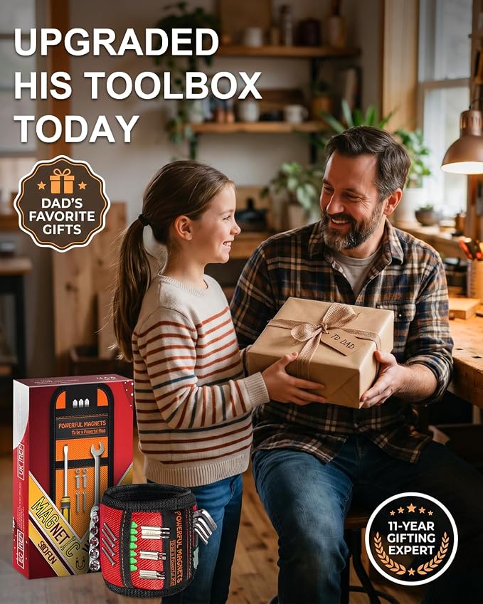 Father Day Gifts from Daughter Wife Son Magnetic Wristband: Men Tool Gifts for Men Him Belt Magnet Wrist for Holding Screws Nails Cool Gadgets Ideas Grandpa Father Day Gifts for Husband Dad Papa