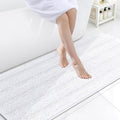 Grandaily Chenille Striped Bathroom Rugs 59x24, Extra Thick and Soft Absorbent Bath Mats, Rubber Backing, Plush Shaggy Shower Carpet, Machine Wash Dry, Bath Rug for Bathroom, Solid White