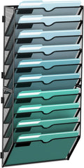 SUPEASY 10-Tier Wall File Organizer, Hanging Wall Files for Papers, Folders, Magazines, Clipboard, Wall Organizer for Office Home School Classroom, Black