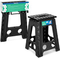 Dyforce 17.5 Inch Folding Step Stool, 400 lbs Heavy Duty Non-Slip Foldable Plastic Step Stool for Adults, Collapsible Stepping Stool with Handle for Kitchen Bathroom Bedroom Office (Black 1PC)