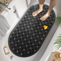 HITSLAM Non Slip Bathtub Mat, 27x15 Inch Bath Mat for Tub with Suction Cups and Drainage Holes, Machine Washable Oval Shower Mat for Kids, Seniors and Daily Use, Phthalate Free PVC, Black