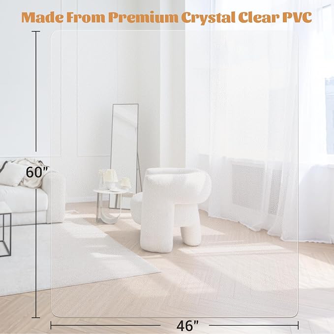 KMAT Office Chair Mat,Easy Glide Hard Wood Tile Floor Mats,Clear Desk Chair Mat for Home Office Rolling Chair,Heavy Duty Floor Protector -46"x60" Rectangular