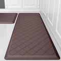 Cushioned Kitchen Mat 2 PCS, Anti Fatigue Kitchen Rugs, Heavy Duty Kitchen Rugs and Mats Non-Skid, Ergonomic Comfort Foam Kitchen Floor Mat for Home, Office, Sink, Laundry - Brown