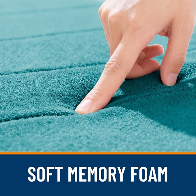 OLANLY Memory Foam Bath Mat 35x24, Super Soft Absorbent Bathroom Rugs, Quick Dry, Machine Washable Shower Floor Rugs, Bathmat Carpet, Bathroom Home Decor Accessories, Deep Lake