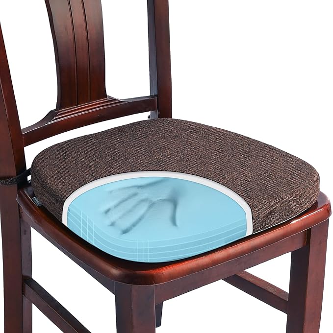 SINOSSO 1 Pack Memory Foam Chair Cushions for Dining Chair, Friendly Woven Fabric 16" U-Shape Comfortable Kitchen Chair Pad, Removable Slip Resistant Seat Cushion (1 Piece, Dark Brown)